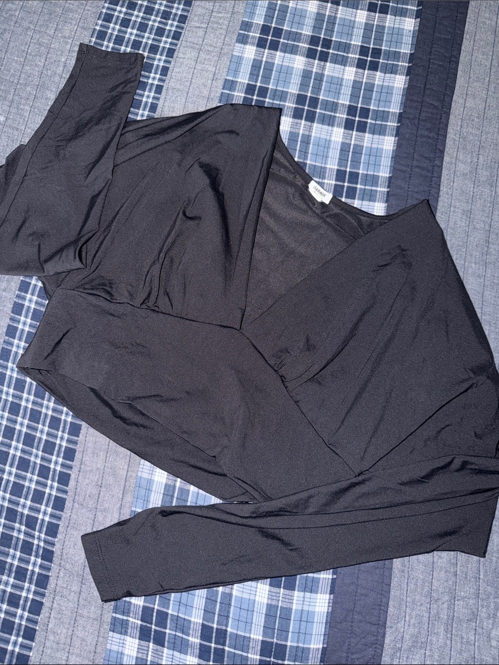 Garage Black Long Sleeve Crop Top